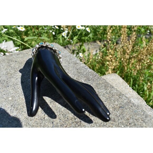 Turquoise Glass & Silver-Toned Bracelet – Coastal Luxe Statement - Picture 5 of 6